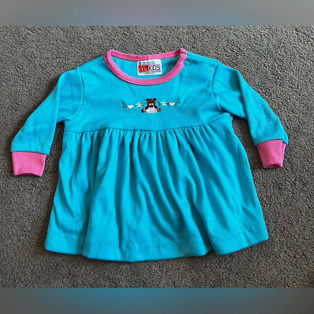 Vintage McKids Infant size 4-8 months Blue & Pink Dress